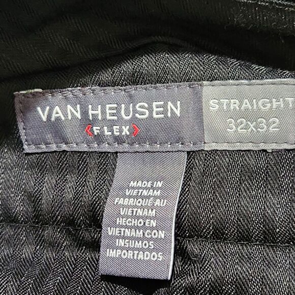 Van Heusen Flex Dress Pants Size 32x32 Gray Color Flat Front Straight - Picture 7 of 9